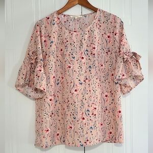 Andree By Unit Floral Pink Blouse with Ruffle Sleeves